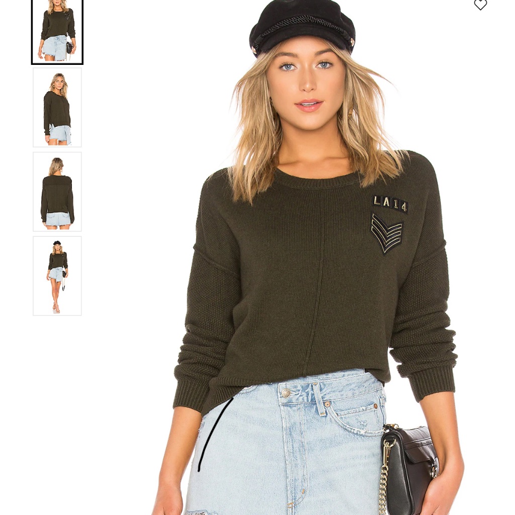 Rails Olive Green Crewneck Sweater With Patch Detail